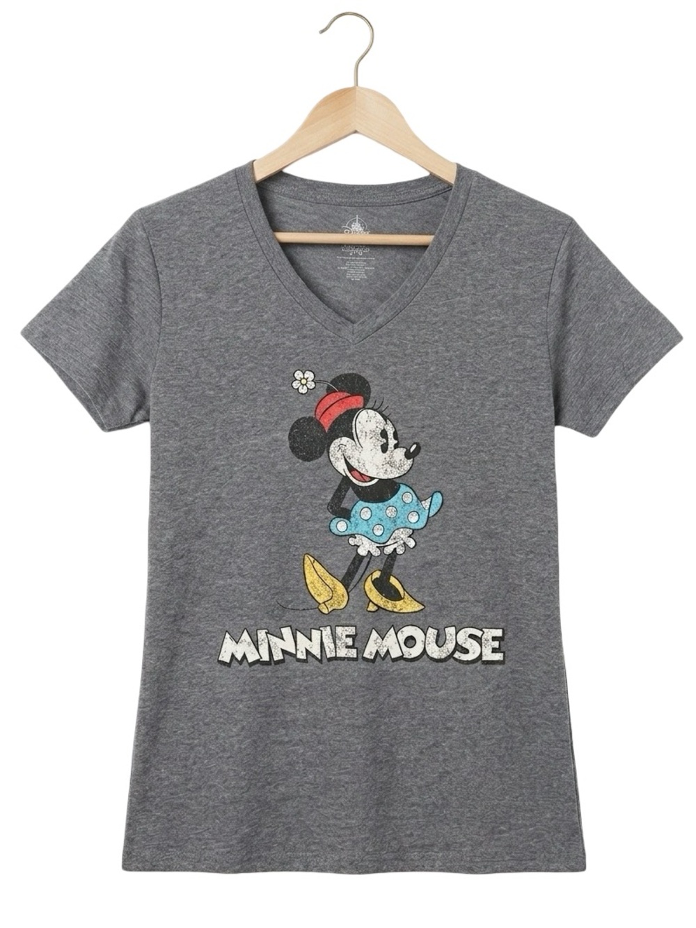 Disney Parks Minnie Mouse Vintage Graphic V-Neck Tee Size M Medium Disney bound